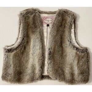 Wendy Hil Women's Vest L Top Faux Fur Brown USA‎ made Vintage